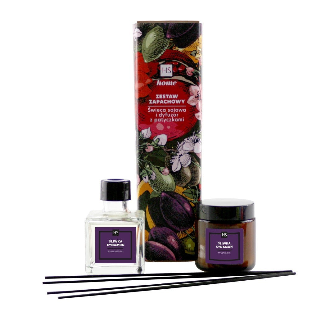 HISKIN Home Scented set Soy candle and diffuser with sticks - Plum and cinnamon | Vaistine1.lt | WestPharmacy.eu