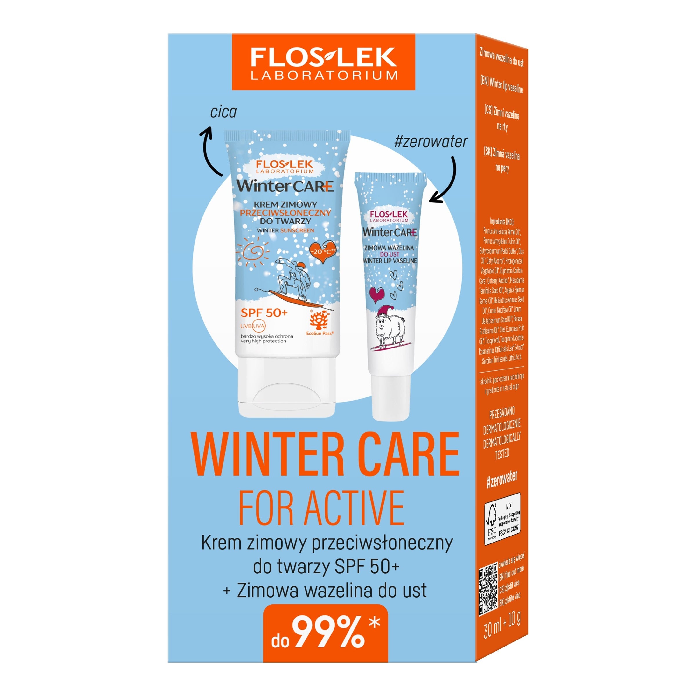 winter care for active (winter sunscreen cream for the face spf 50+ 30 ml + winter lip balm 10 g) | Vaistine1.lt | WestPharmacy.eu