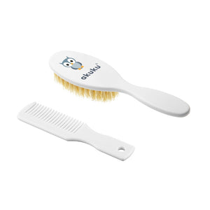 AKUKU Comb and brush with natural bristles white (a0307) | Vaistine1.lt | WestPharmacy.eu