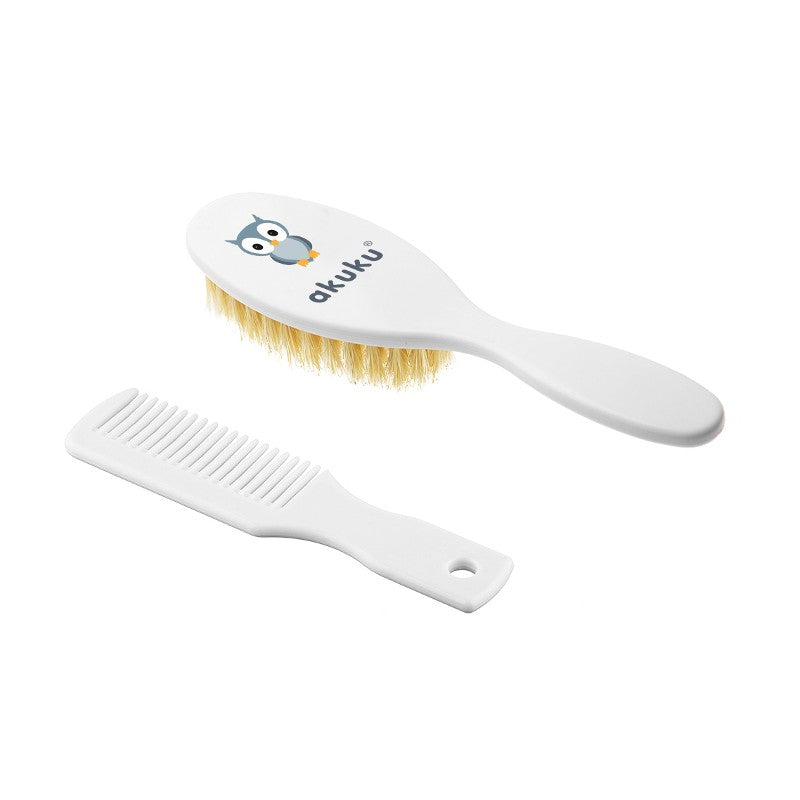 AKUKU Comb and brush with natural bristles white (a0307) | Vaistine1.lt | WestPharmacy.eu