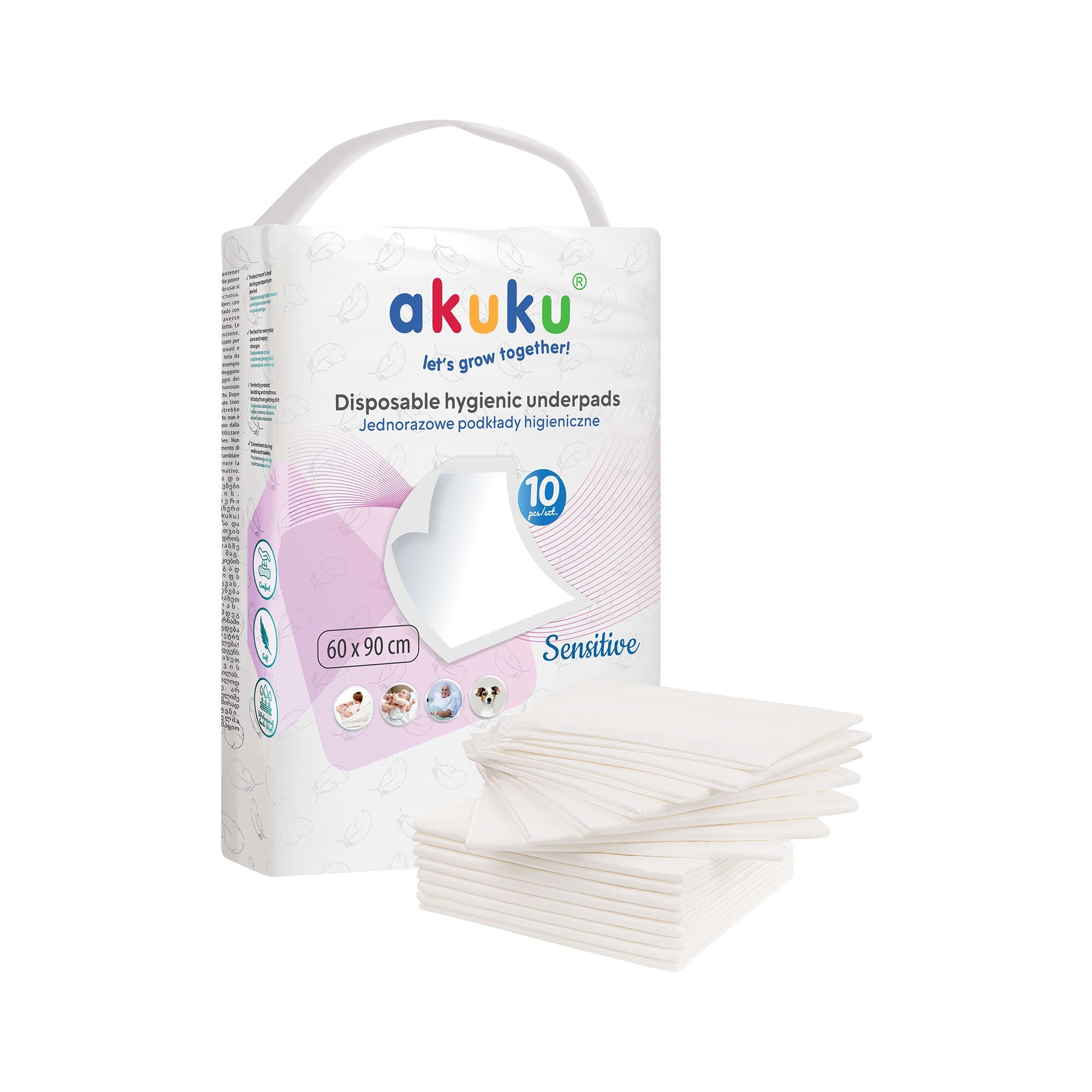AKUKU Sensitive disposable baby changing pads 90 x 60 cm (a0501) 1 pack. - 10 pcs. | Vaistine1.lt | WestPharmacy.eu