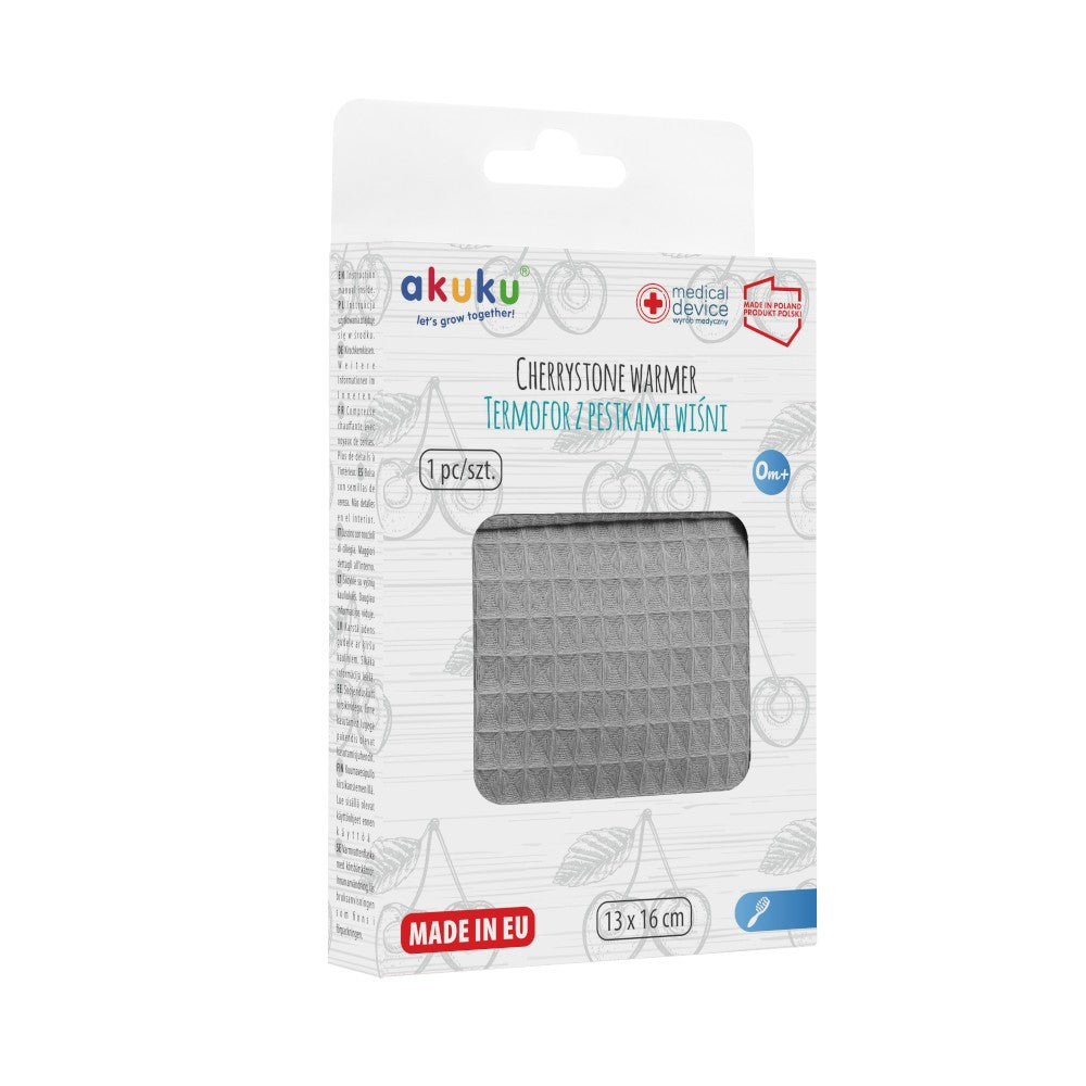 AKUKU Hot water bottle with cherry seeds in a cover 13x16 cm gray (a0635) | Vaistine1.lt | WestPharmacy.eu