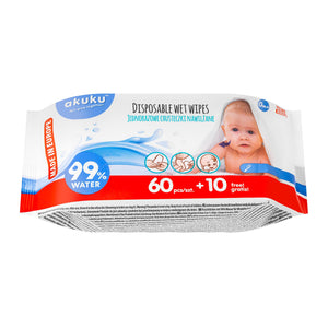 AKUKU disposable wet wipes with water, 70 pcs. A0031 | Vaistine1.lt | WestPharmacy.eu