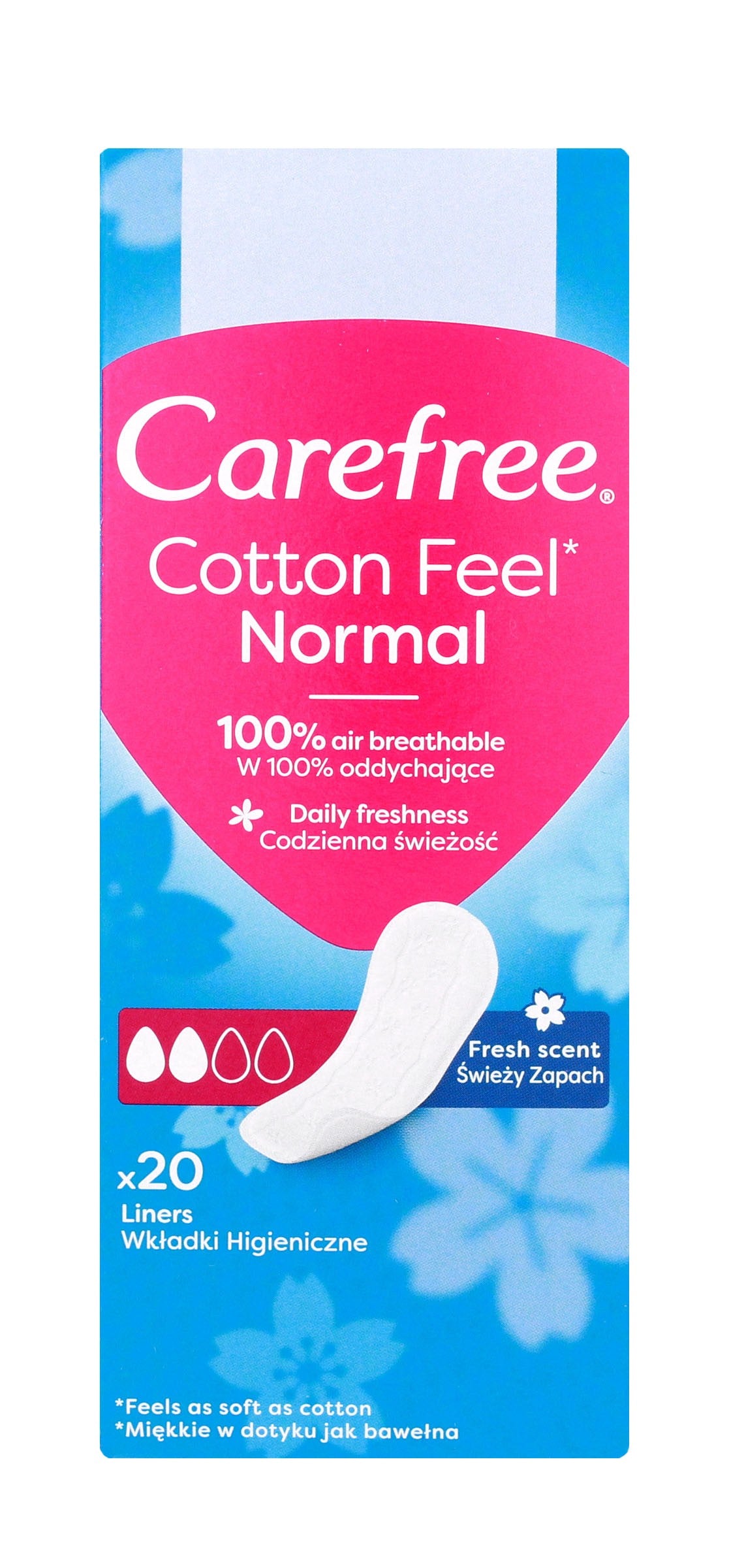 Carefree Cotton Fresh Sanitary Pads 1 pack - 20 pieces | Vaistine1.lt | WestPharmacy.eu