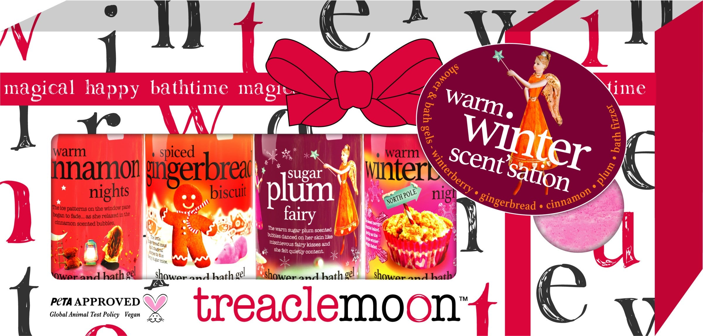 TREACLEMOON Warm Winter Scentsation Gift Set (Shower Gel 4 pcs + Bath Bomb 1 pc) 1 pack - 5 pcs. | Vaistine1.lt | WestPharmacy.eu