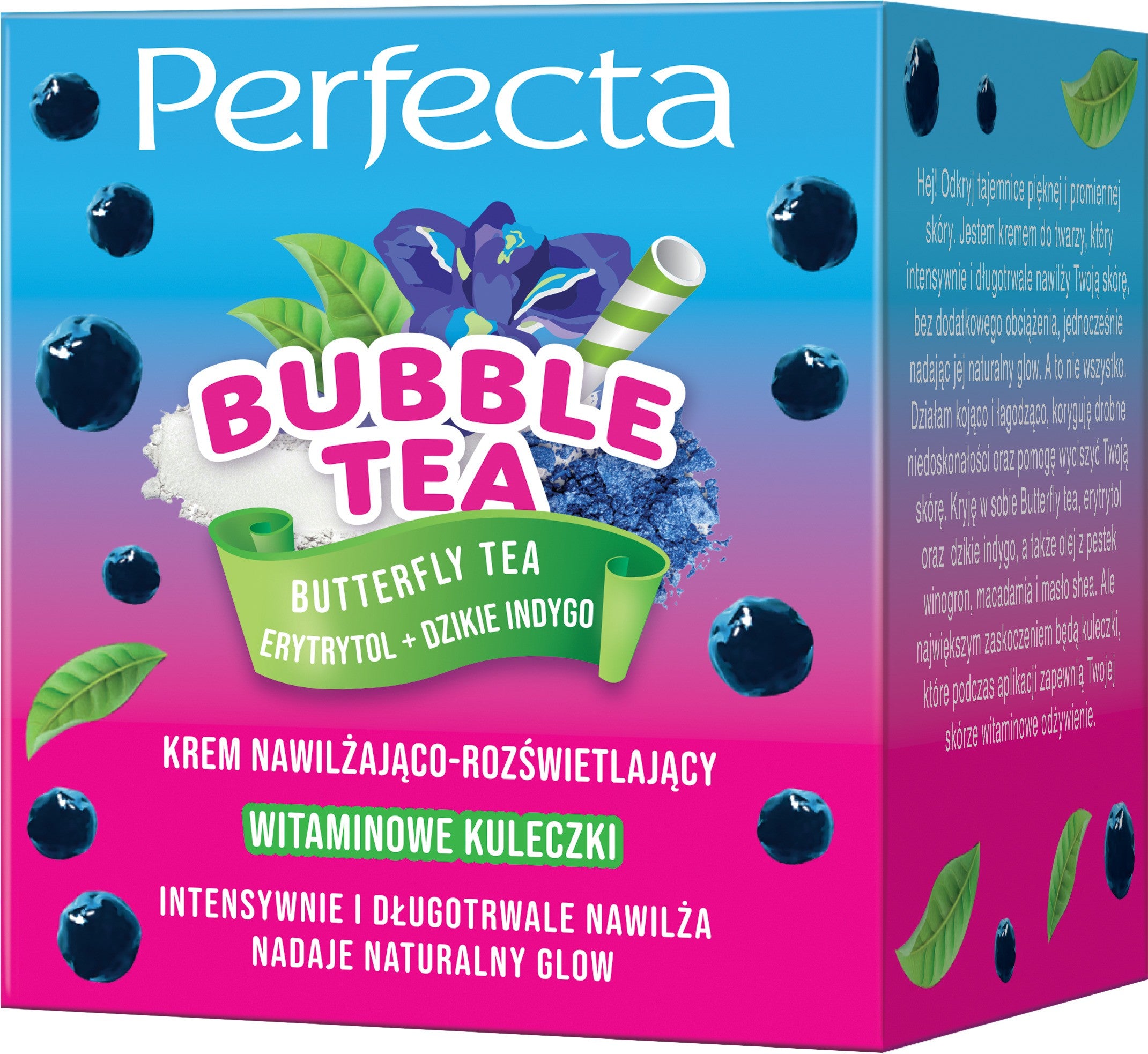 PERFECTA Bubble Tea Moisturizing and Illuminating Face Cream Butterfly Tea, Erythritol + Wild Indigo 50 ml | Vaistine1.lt | WestPharmacy.eu
