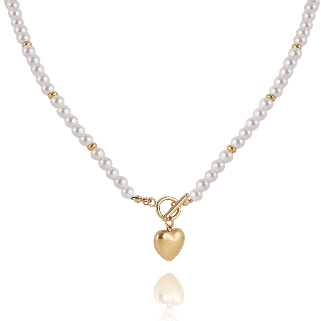 ECARLA Jewelry Pearl necklace with heart, stainless steel NST2110 | Vaistine1.lt | WestPharmacy.eu