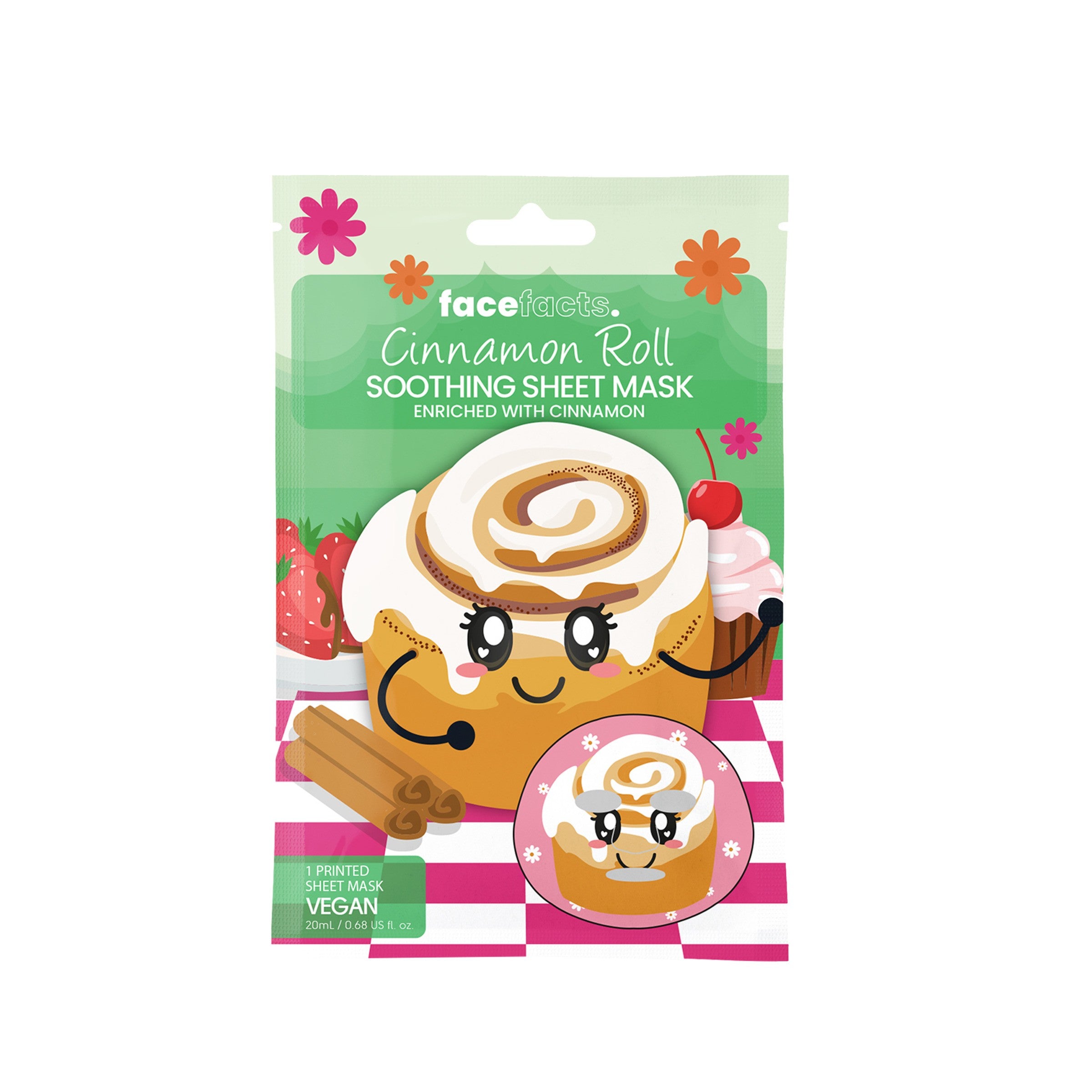FACE FACTS Printed Soothing sheet mask - Cinnamon Roll 20 ml | Vaistine1.lt | WestPharmacy.eu