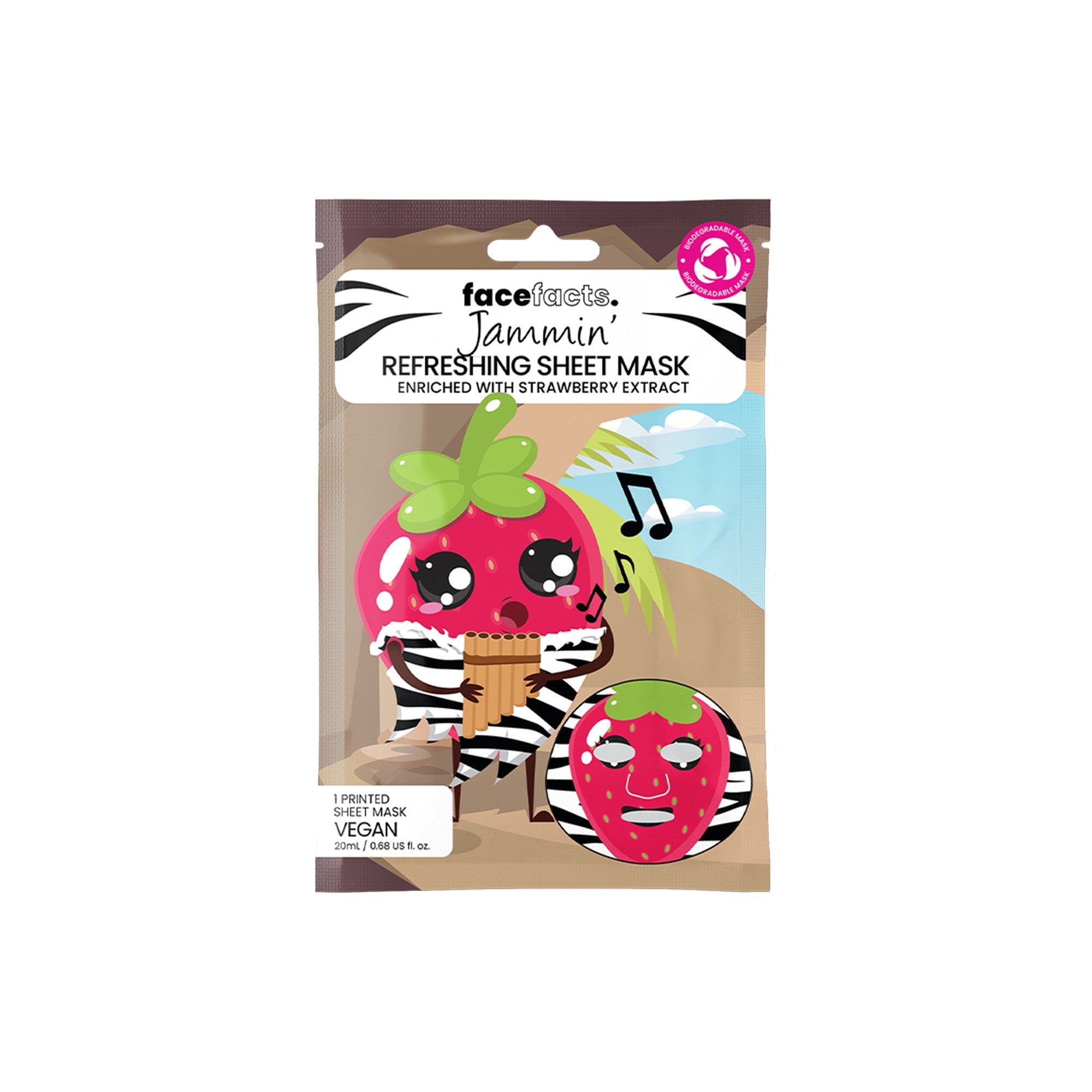 FACE FACTS Printed Refreshing sheet mask - Strawberry 20 ml | Vaistine1.lt | WestPharmacy.eu