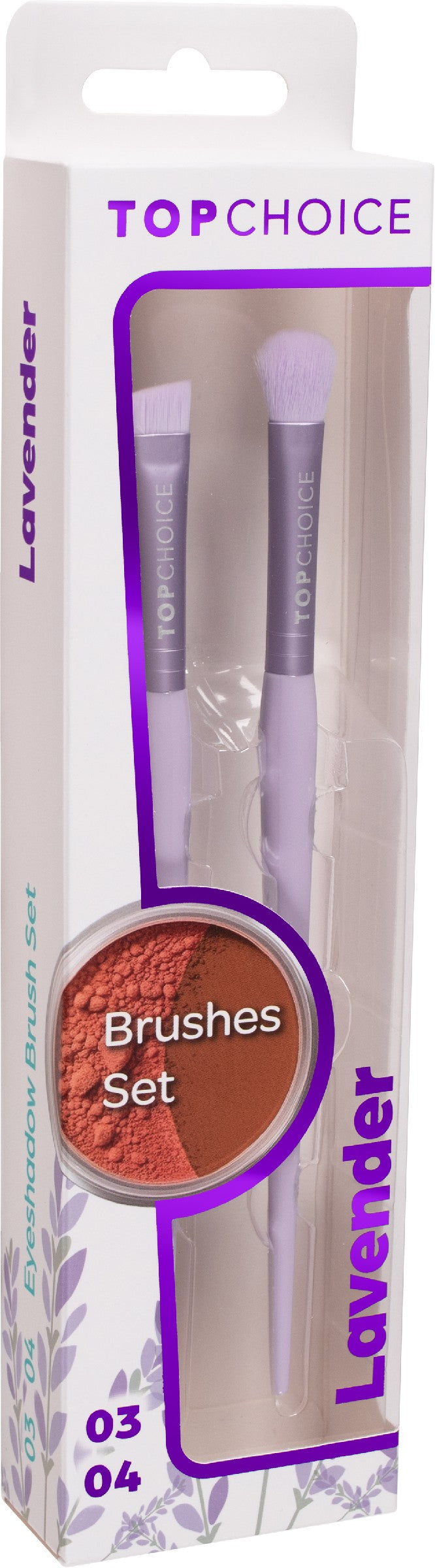 TOP CHOICE Lavender eye shadow brushes 03 and 04 2 pcs | Vaistine1.lt | WestPharmacy.eu