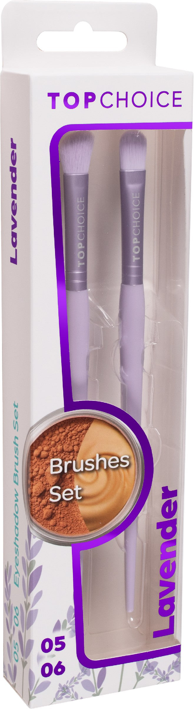 TOP CHOICE Lavender eye shadow brushes 05 and 06 2 pcs | Vaistine1.lt | WestPharmacy.eu