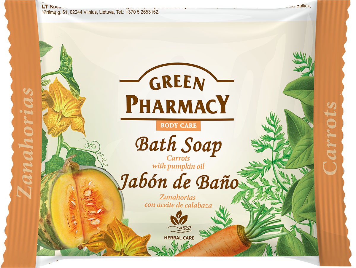 GREEN PHARMACY Carrot + Pumpkin Oil Hand Soap Bar 100 g - Vaistine1.lt | WestPharmacy.eu