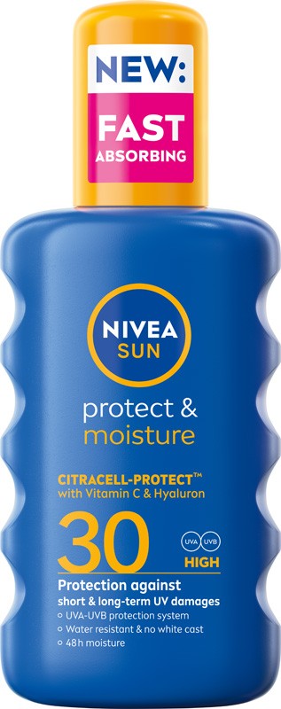 NIVEA SUN Protect Moisture Spray Sunscreen Moisturizing Lotion SPF30 200 ml - Vaistine1.lt | WestPharmacy.eu
