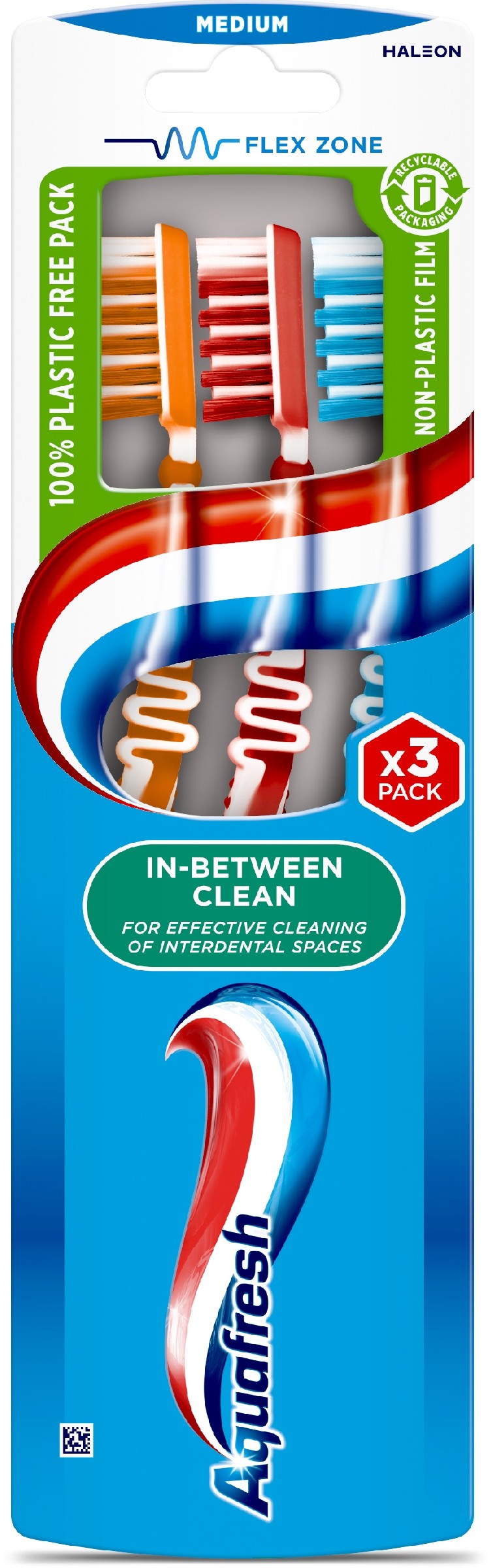 AQUAFRESH In-Between Clean Toothbrush - medium(medium) TRIO 3 pcs. - Vaistine1.lt | WestPharmacy.eu