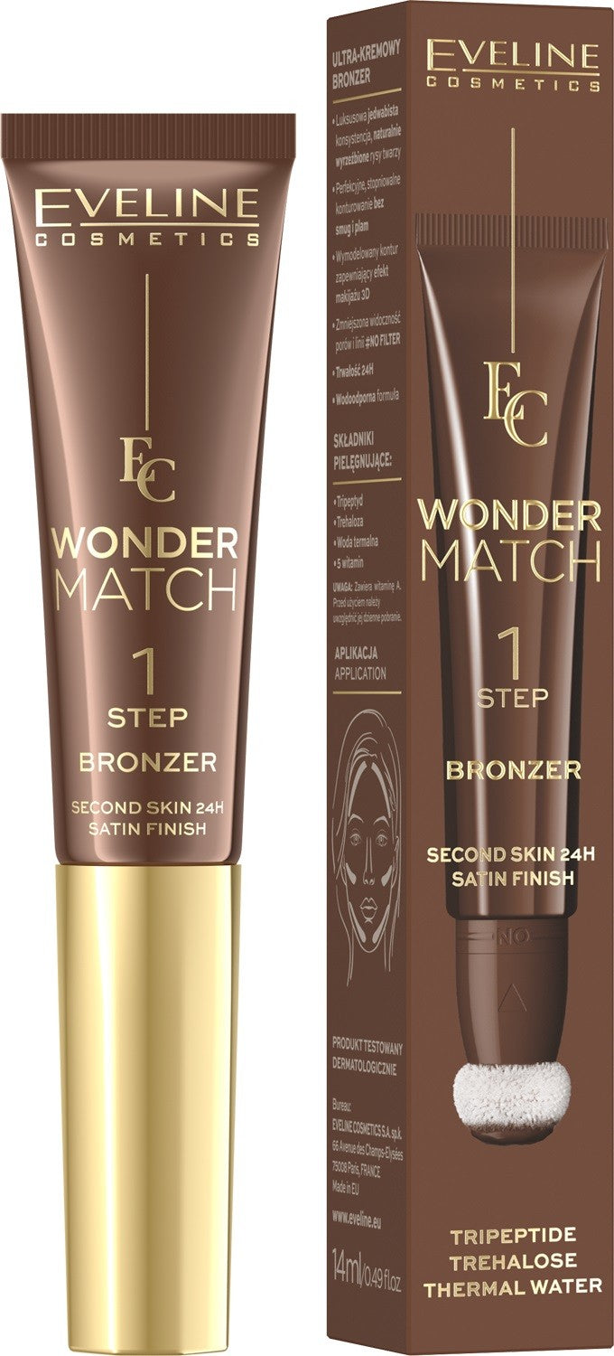 EVELINE Wonder Match Ultracream Bronzer in tube with applicator - No. 02 14 ml - Vaistine1.lt | WestPharmacy.eu