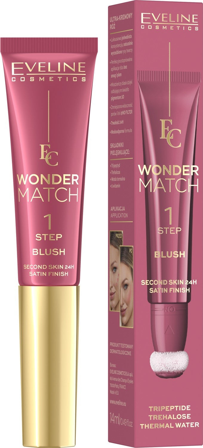 EVELINE Wonder Match Ultracream Blush in tube with applicator - No. 01 14 ml - Vaistine1.lt | WestPharmacy.eu
