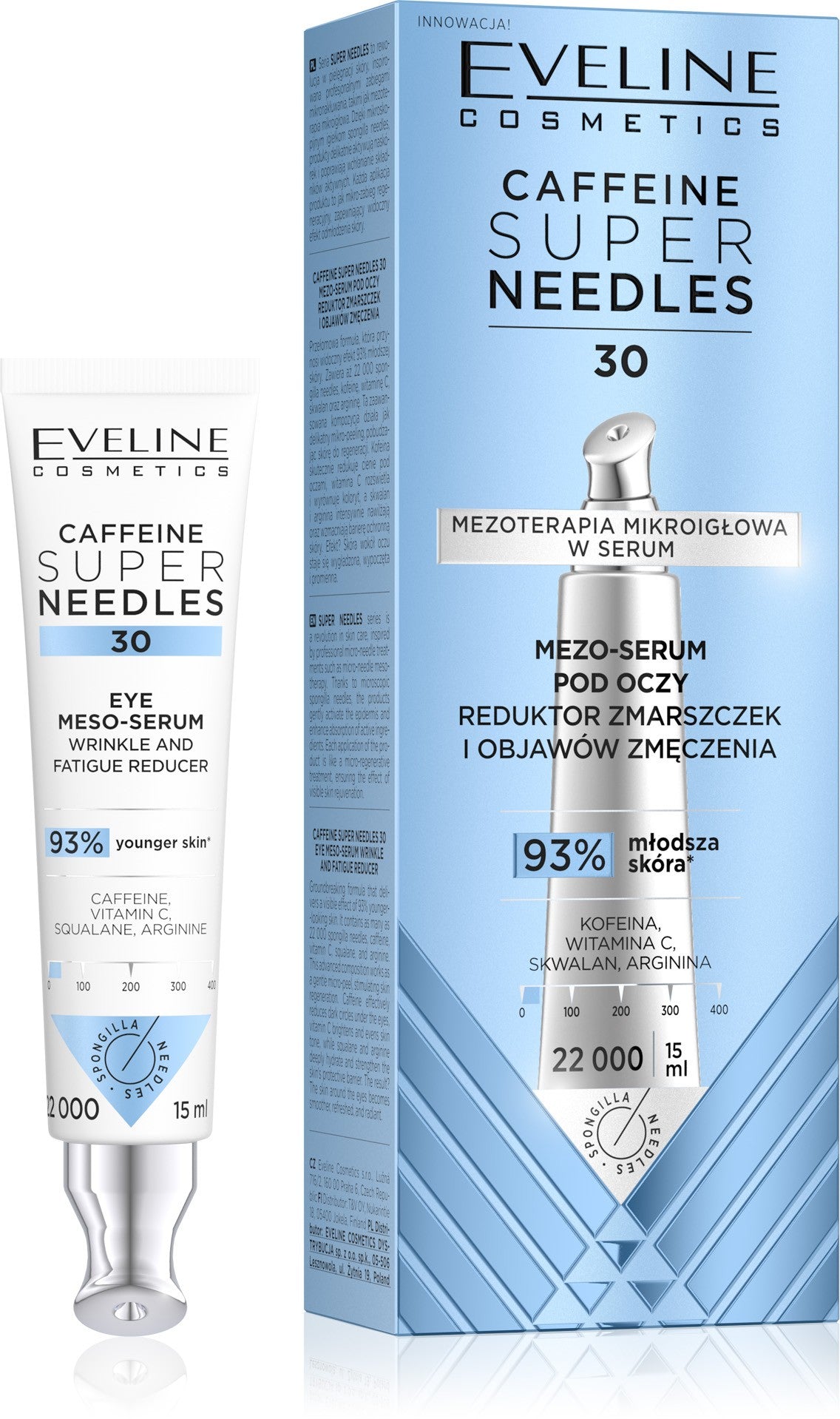 EVELINE Caffeine Super Needles 30 Meso-serum under eyes - reducer of wrinkles and signs of fatigue 15 ml - Vaistine1.lt | WestPharmacy.eu