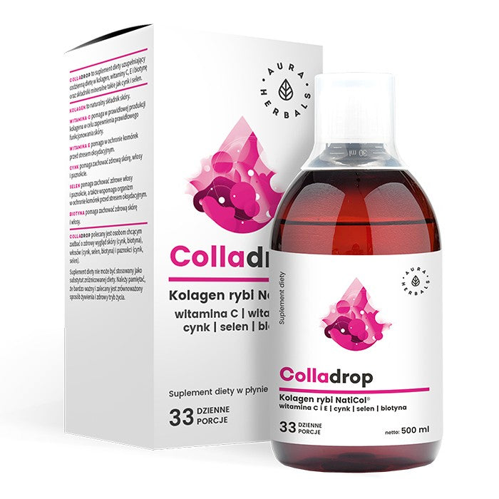 AURA HERBALS Colladrop NatiCol Fish Collagen + Vitamin C - liquid 500 ml (33 daily servings) - Vaistine1.lt | WestPharmacy.eu