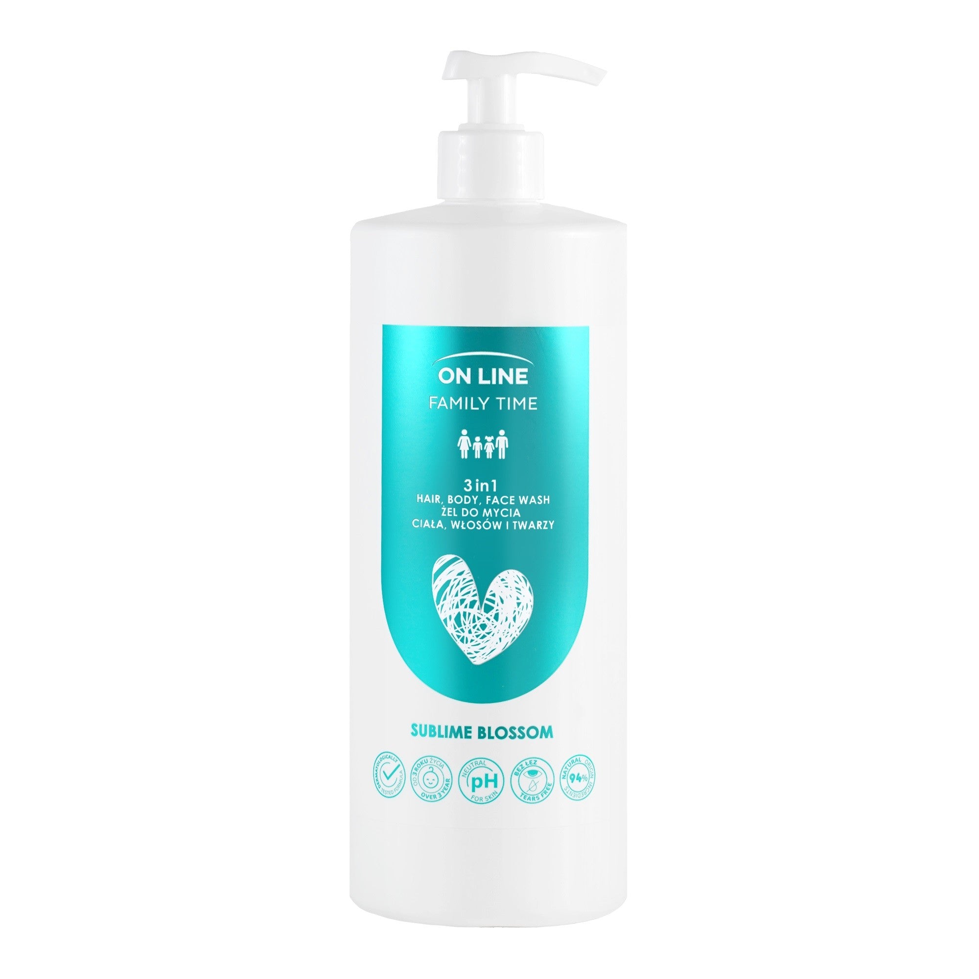 ON LINE Family Time 3-in-1 Body, Hair and Face Wash Gel - Sublime Blossom 850 ml - Vaistine1.lt | WestPharmacy.eu