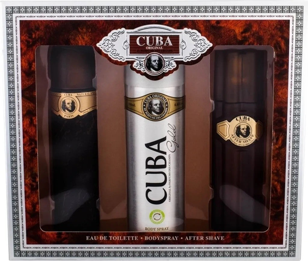 CUBA Gold Set for Men Cuba Gold Original Eau de Toilette 100 ml + Cuba Gold Original Aftershave 100 ml + Cuba Gold Original Perfumed Deodorant Spray 200 ml - Vaistine1.lt | WestPharmacy.eu
