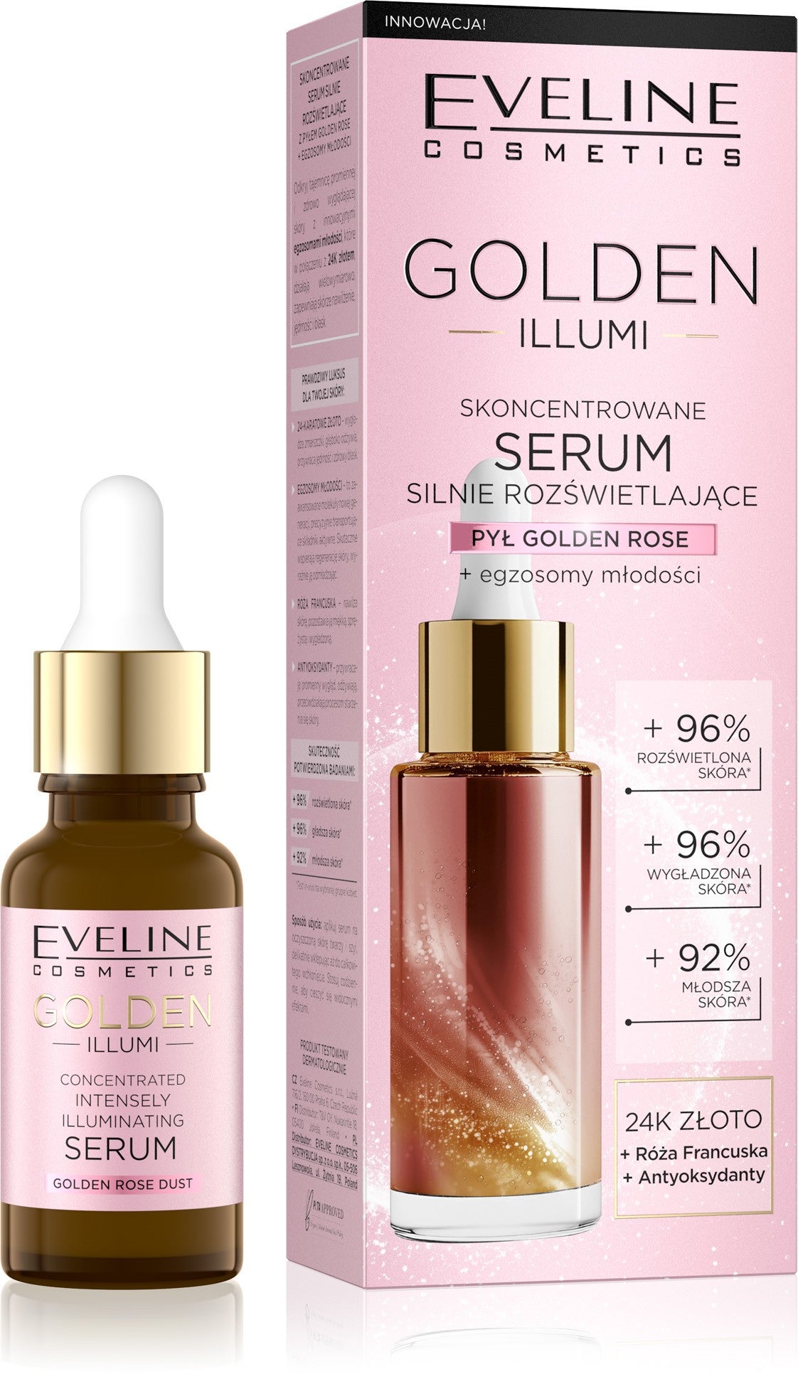 EVELINE Golden Illumi Concentrated Strongly Illuminating Serum with golden rose dust 18 ml - Vaistine1.lt | WestPharmacy.eu
