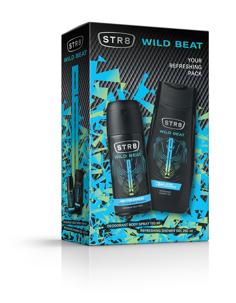 STR8 Wild Beat Men's Gift Set (150 ml Deodorant Spray + 250 ml Shower Gel) | Vaistine1.lt | WestPharmacy.eu