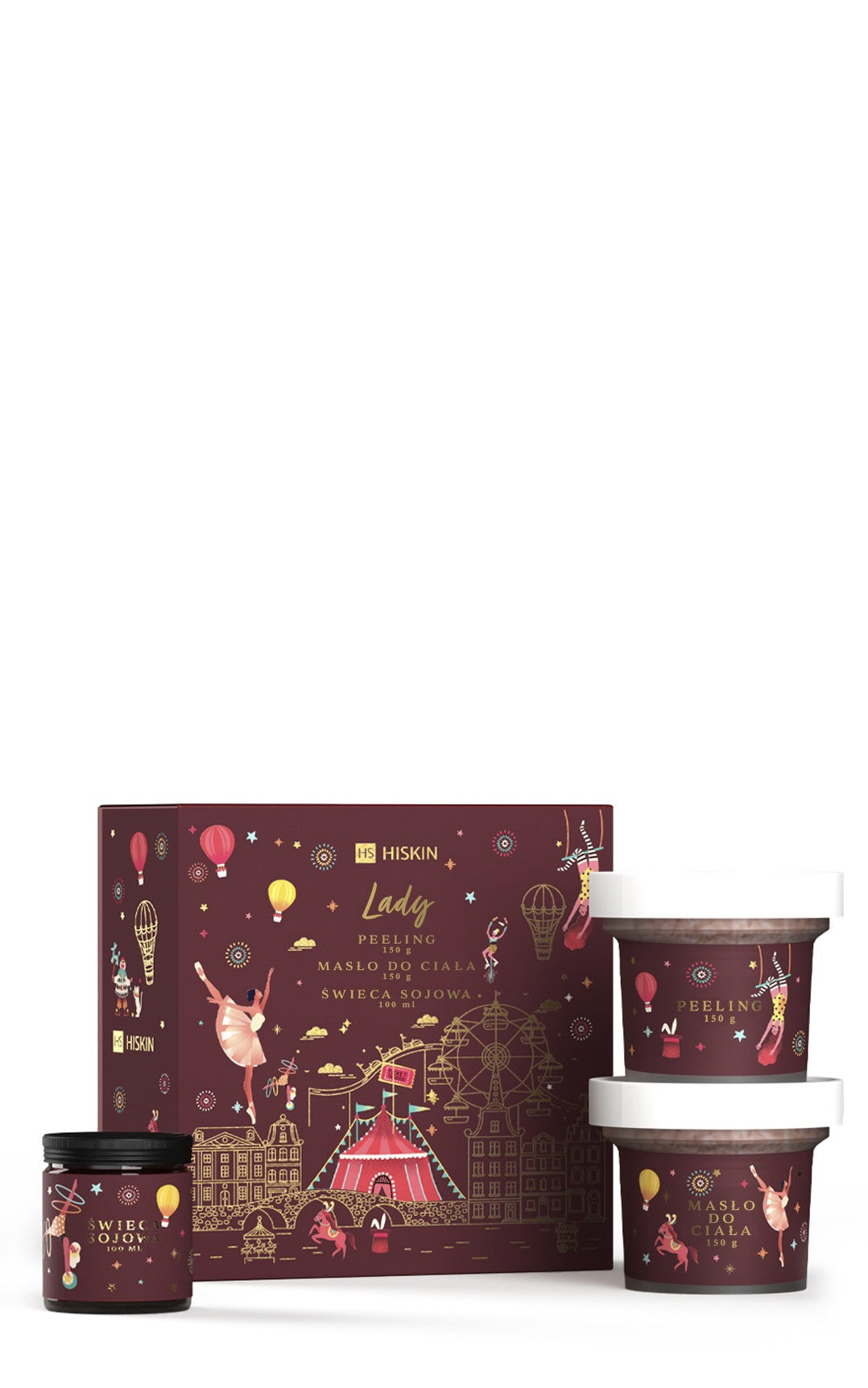 HISKIN Gift Set Body Scrub + Bath Butter + Lady Xmass Soy Candle | Vaistine1.lt | WestPharmacy.eu