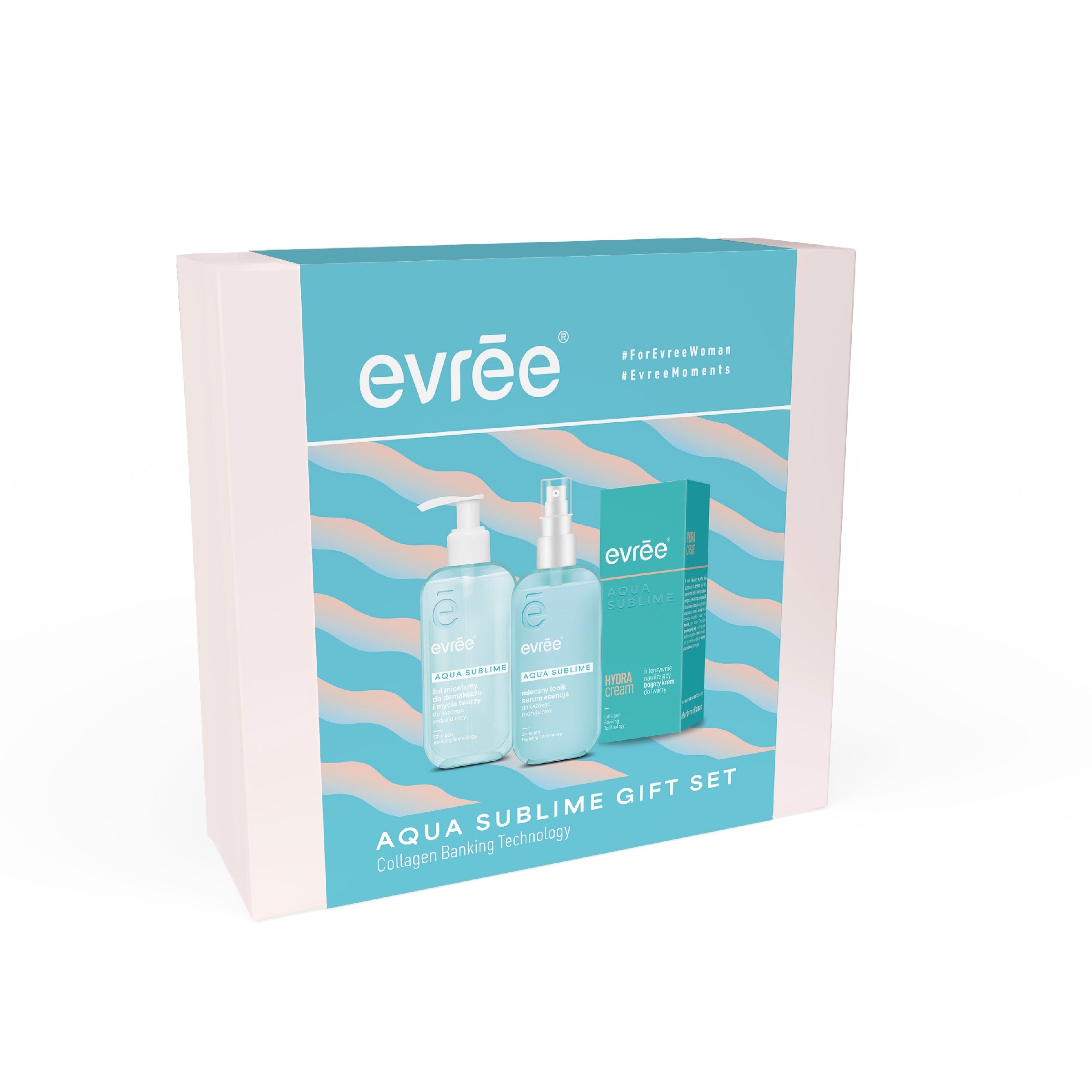 EVREE Aqua Sublime Gift Set (Face Cream 45ml + Micellar Gel 200ml + Serum Essence 200ml) | Vaistine1.lt | WestPharmacy.eu