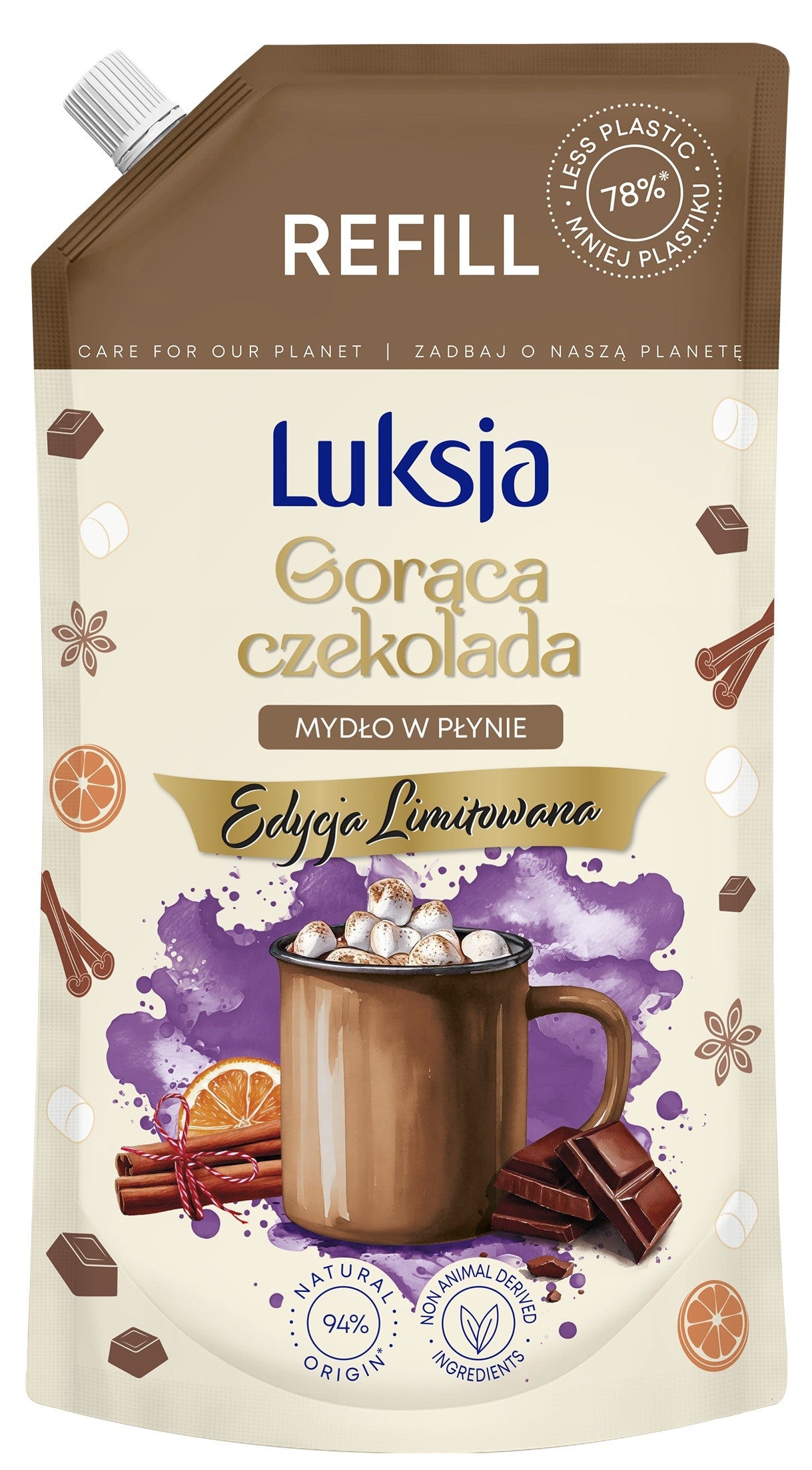 LUKSJA Hot Chocolate Liquid Soap - 900 ml refill | Vaistine1.lt | WestPharmacy.eu