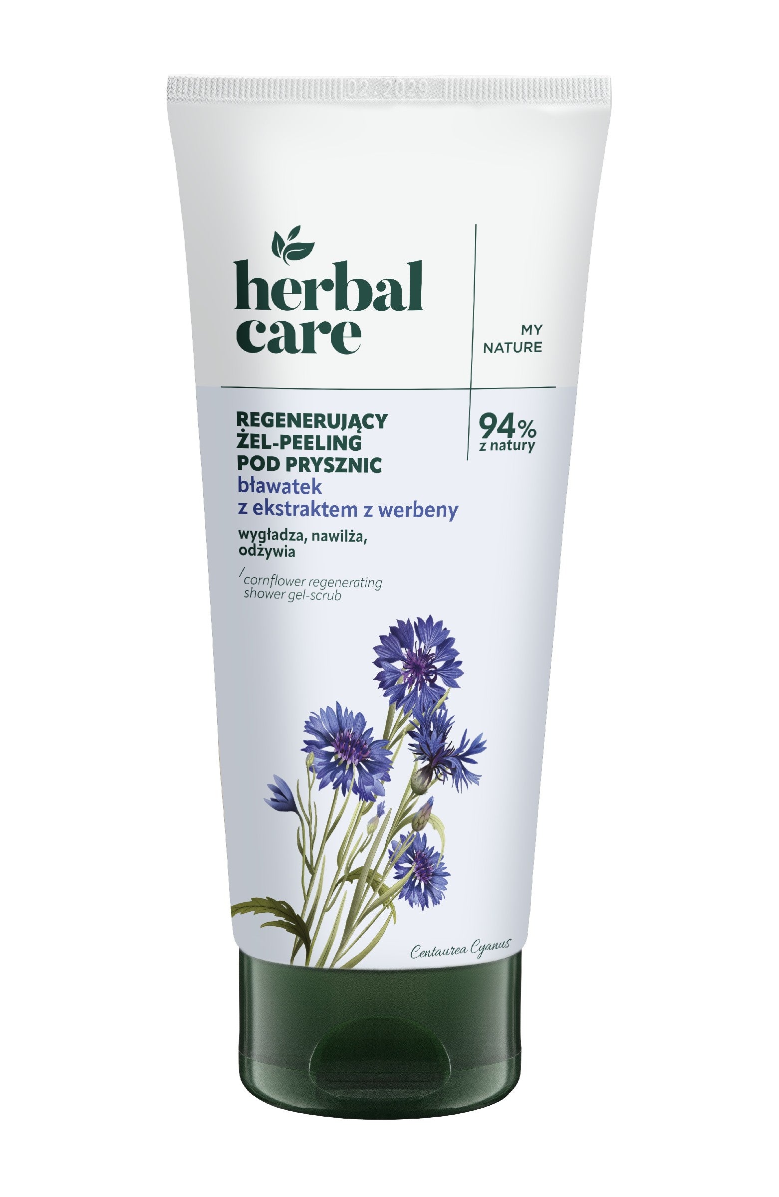 FARMONA Herbal Care Regenerating shower gel-scrub Cornflower with verbena extract 200 ml | Vaistine1.lt | WestPharmacy.eu