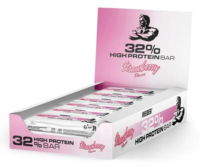 32% High Protein Bar Strawberry - 12 x 60g - Weider - Maistas