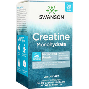 Creatine Monohydrate 30 Stick Packs - Unflavored - Swanson
