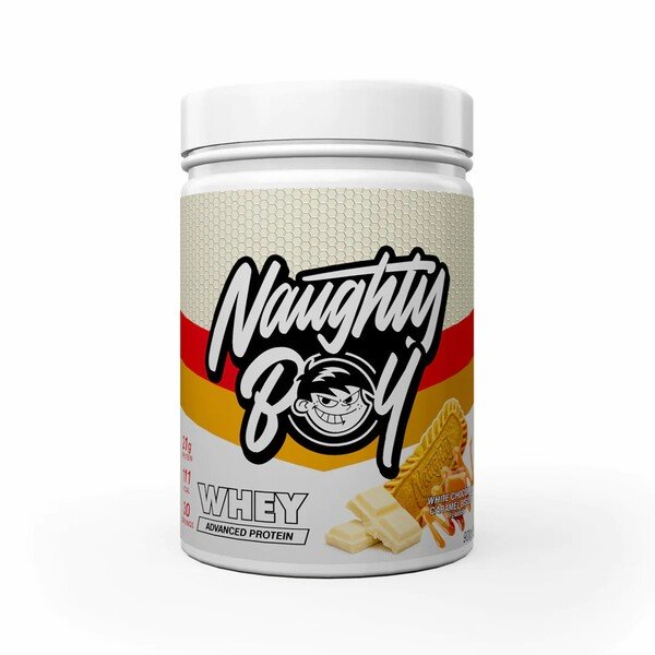 Advanced Whey, White Chocolate Caramel Biscuit - 900g - Naughty Boy