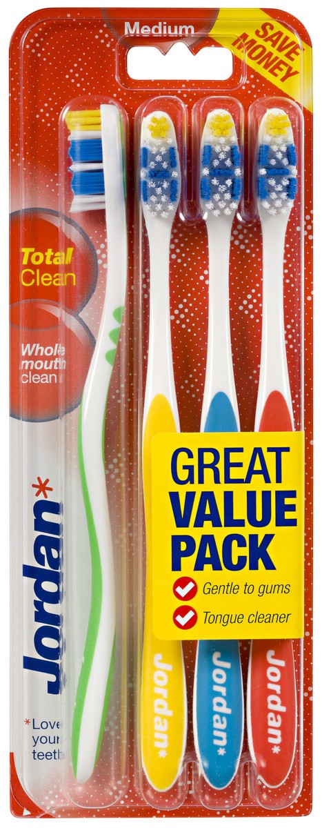Jordan Total Clean toothbrush medium 1 pack - 4 pieces. | Vaistine1.lt | WestPharmacy.eu
