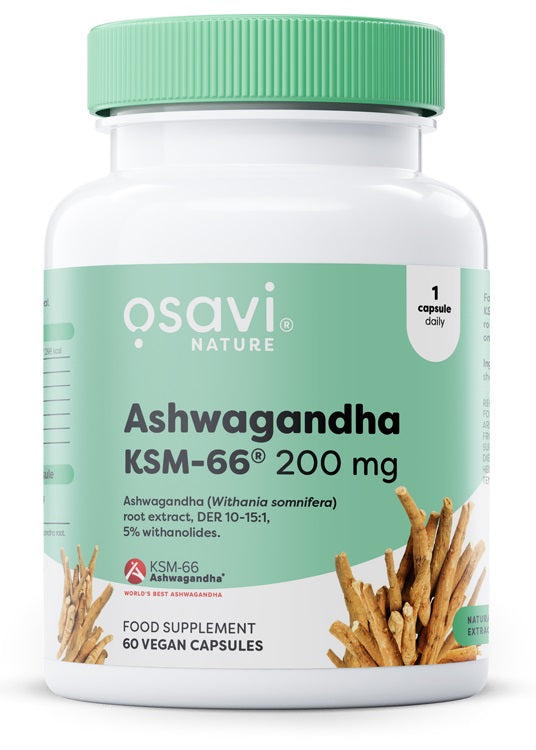 Ashwagandha KSM-66, 200mg - 60 vegan caps - Osavi | Vaistine1.lt | WestPharmacy.eu