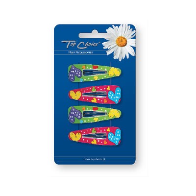 Top Choice Hair accessories Clip "PYK" Red and green hearts 1 pack-4 pcs | Vaistine1.lt | WestPharmacy.eu