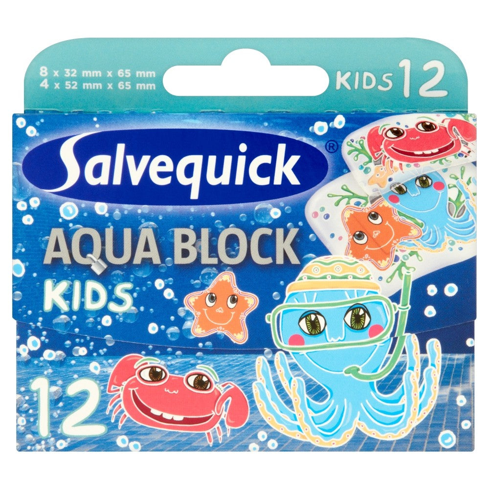 Salvequick Aqua Block Kids Plasters 1 pack - 12 pcs | Vaistine1.lt | WestPharmacy.eu