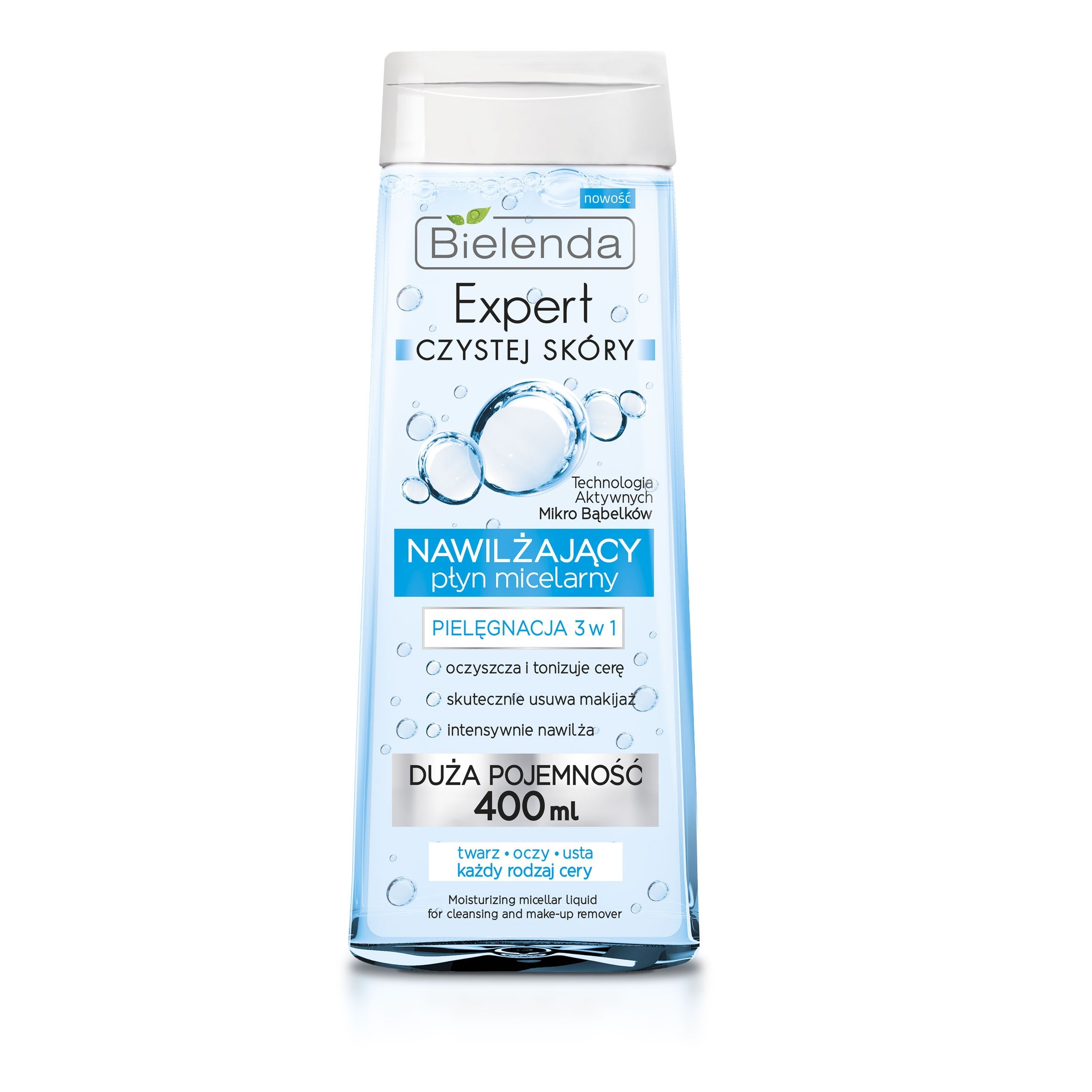 Bielenda Expert Pure Skin Micellar Liquid 3in1 Moisturizing Makeup Remover 400ml | Vaistine1.lt | WestPharmacy.eu