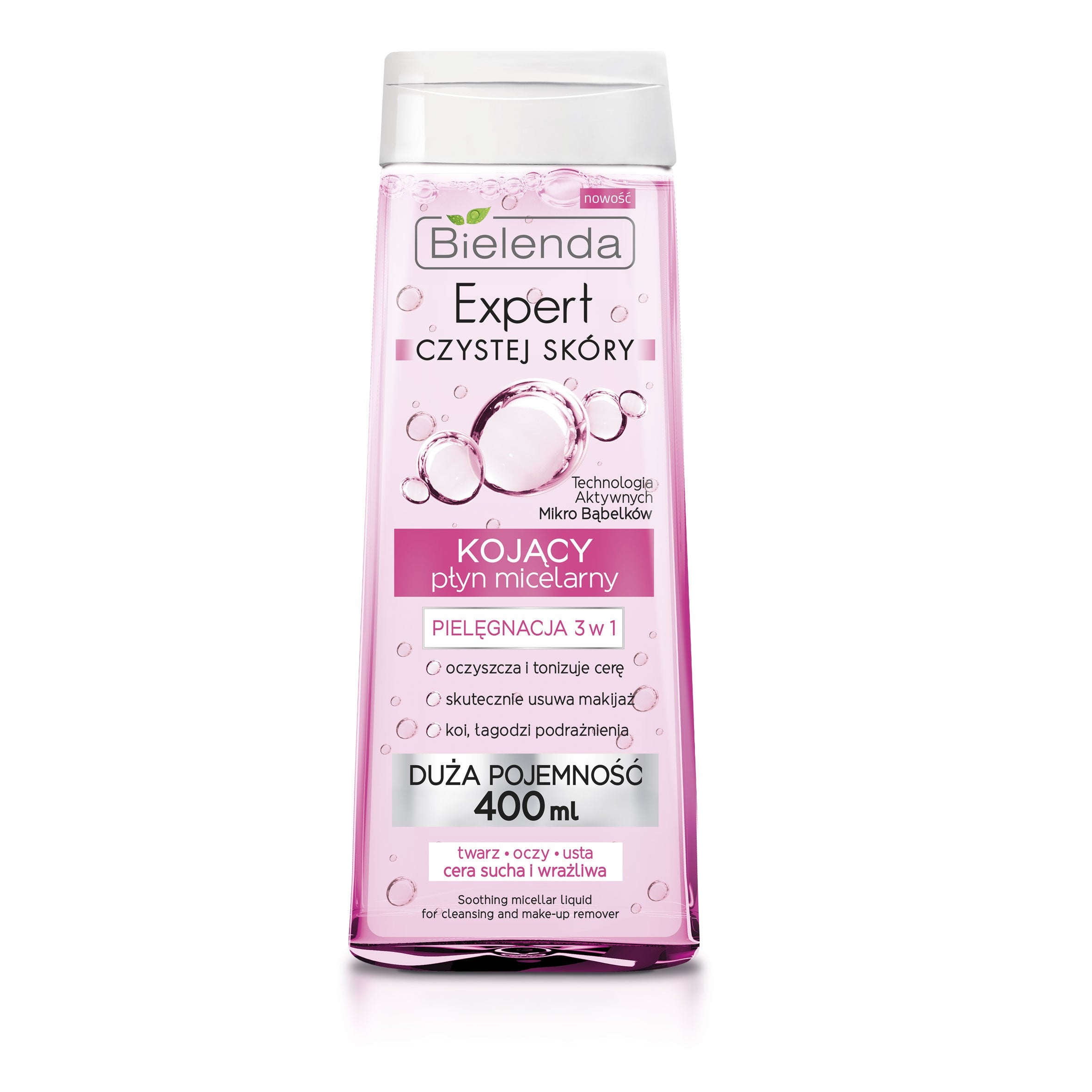 Bielenda Expert Pure Skin Micellar Liquid 3in1 Soothing Makeup Remover 400ml | Vaistine1.lt | WestPharmacy.eu
