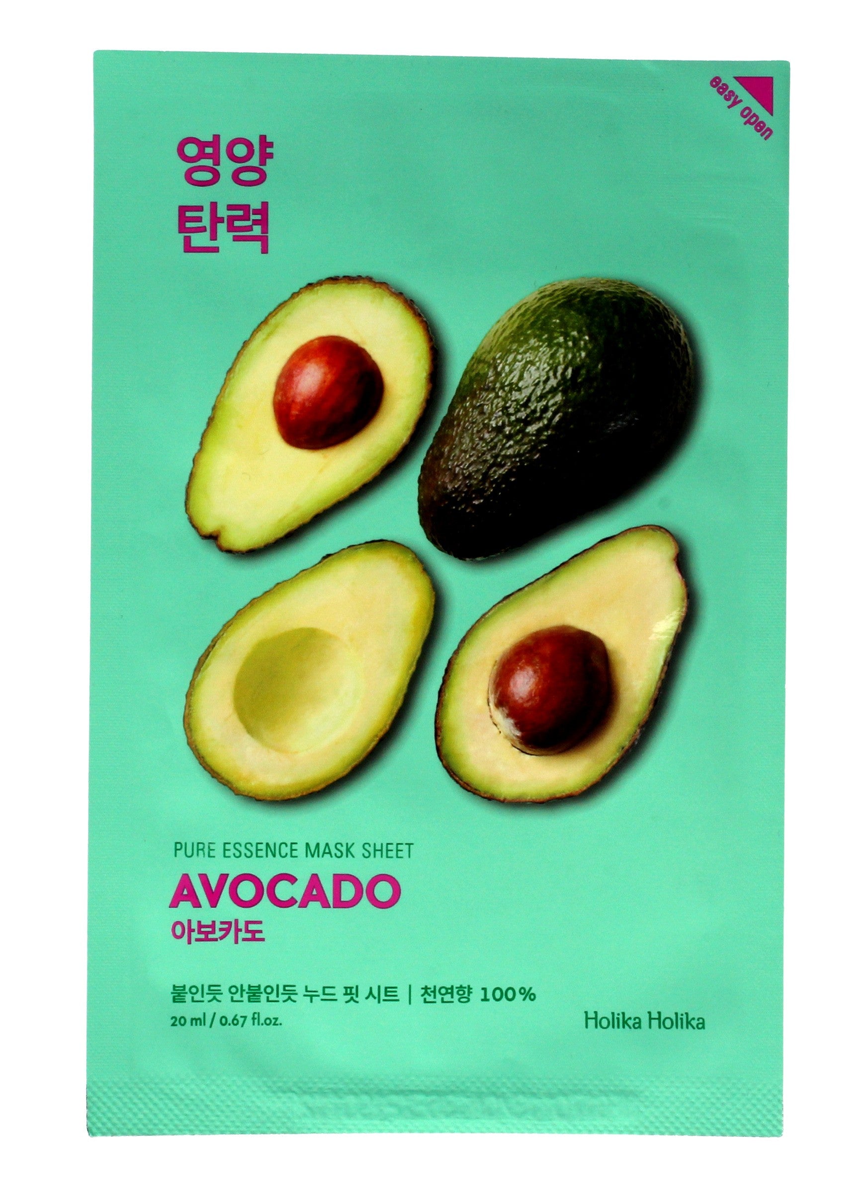 Holika Holika Pure Essence Mask Sheet-Avocado 1 pc | Vaistine1.lt | WestPharmacy.eu
