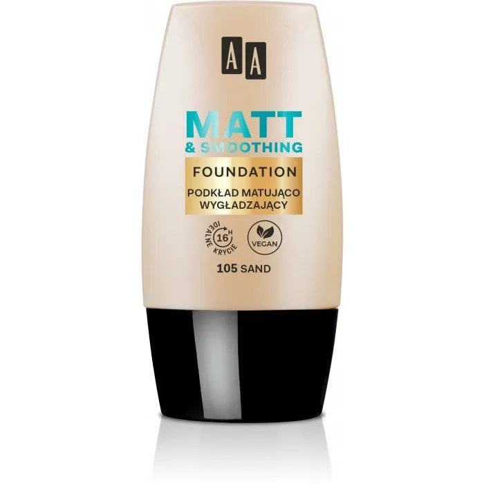 AA Make Up Matt Foundation Mattifying-Smoothing 105 Smėlis 30ml - Kosmetika