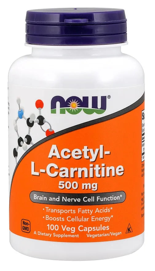 Acetyl-L-Carnitine 500mg - 100 vcaps - NOW Foods - Papildai