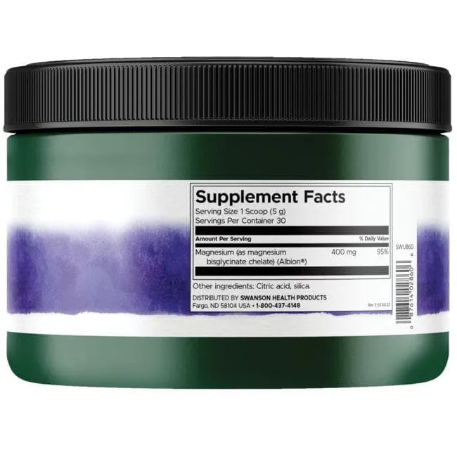 Albion Magnesium Glycinate - 150 gr - Magnio Glicinato milteliai - Swanson - Papildai