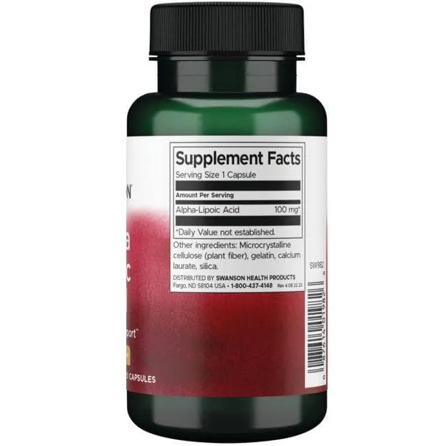 Alpha Lipoic Acid - 100 mg - N120 - Alfa lipoinė rūgštis - Swanson - Papildai
