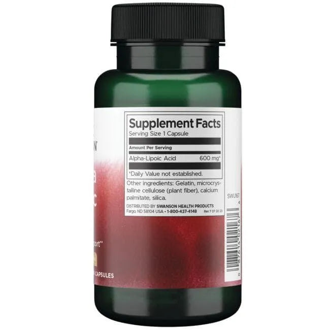 Alpha Lipoic Acid - 600 mg - N60 - Alfa lipoinė rūgštis - Swanson - Papildai
