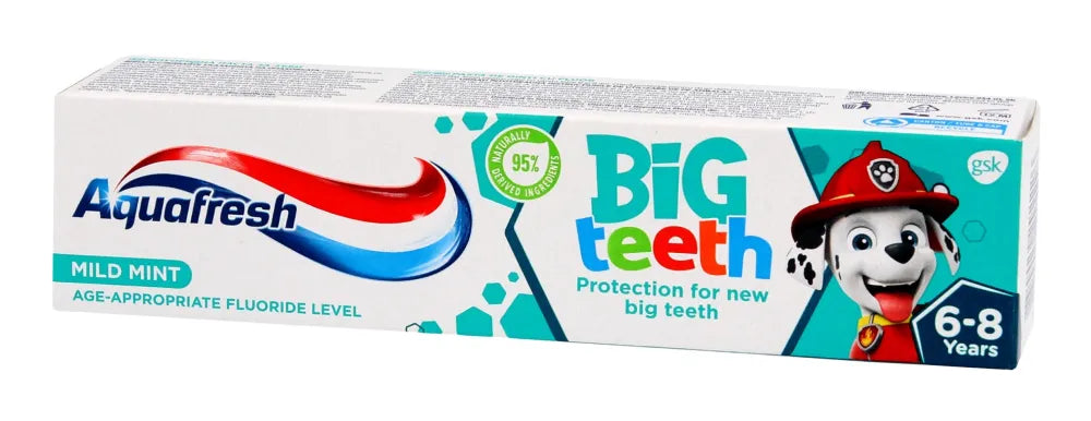 AQUAFRESH Big Teeth dantų pasta vaikams nuo 6 iki 8 metų Paw Patrol - Kosmetika