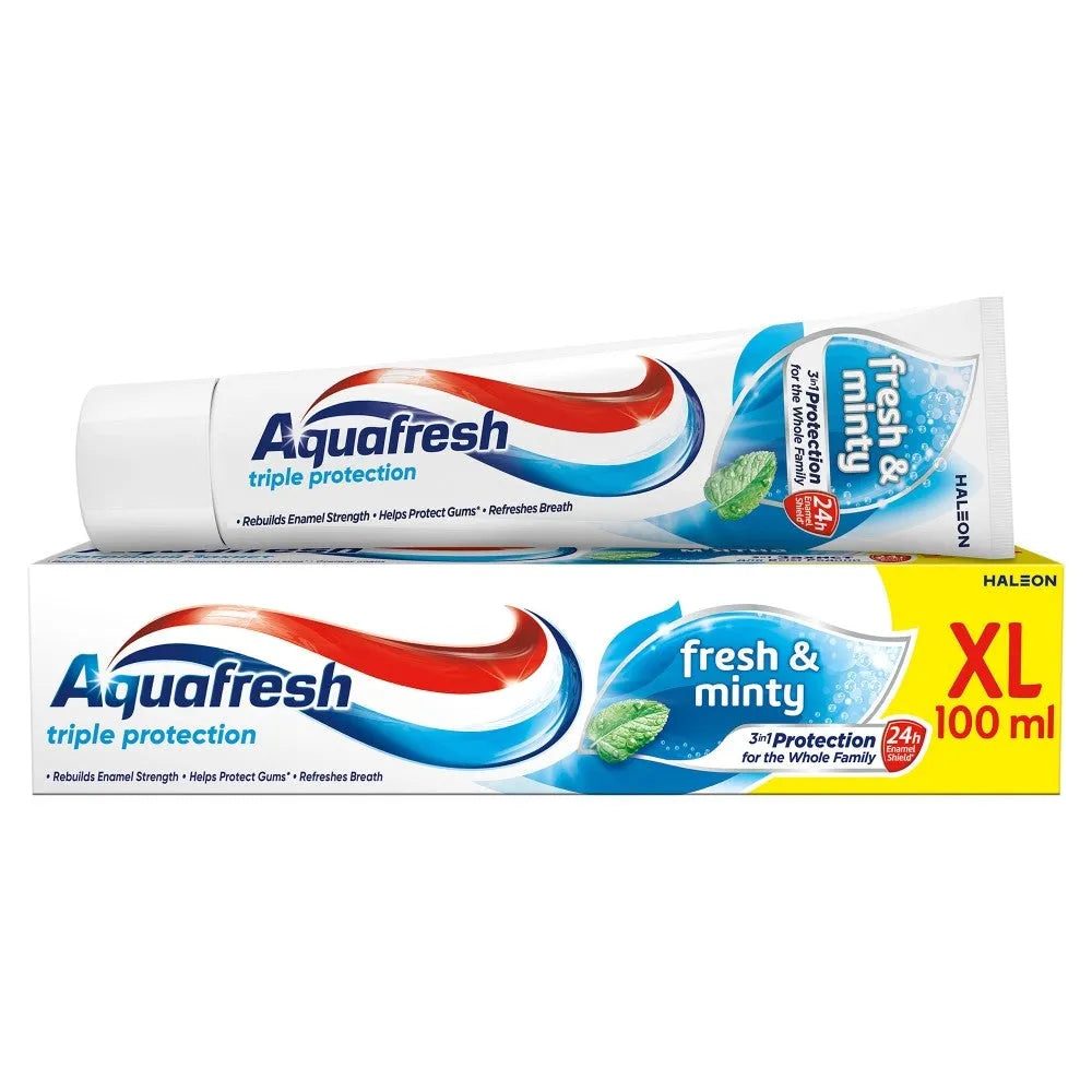 AQUAFRESH Triple Protection Toothpaste Šviežias ir Mėtų 100 ml (XL) - Kosmetika