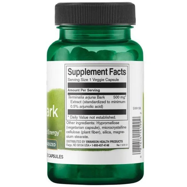 Arjuna Bark - 500 mg - N60 - žievė - Swanson - Papildai