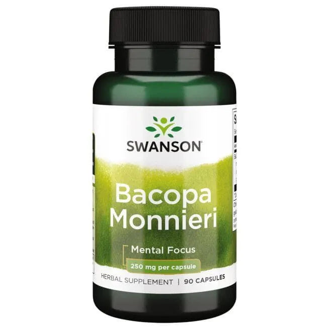 Bacopa Monnieri - 250 mg - N90- Mėlynžiedė taškuonė - Swanson - Papildai