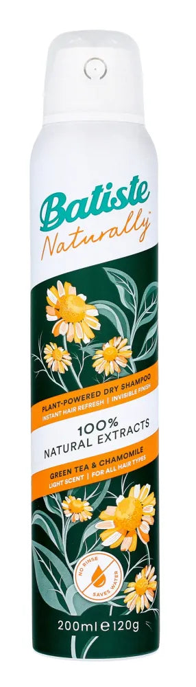 BATISTE Natūralus sausas šampūnas su žaliąja arbata ir ramunėlėmis 200 ml - Kosmetika